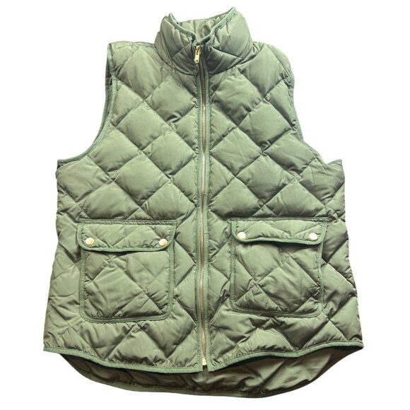 Woolrich Quilted Green Puffer Vest L/G Duck Down Womens Preppy Fisherman Gorp - Picture 1 of 6